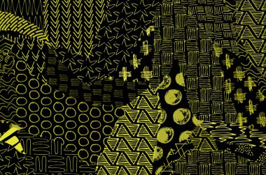 Soyut siyah konturlar, el vektör desen çizdi. Geometrik tarzı Retro soyut desen. Soyut çok renkli geometrik desen.