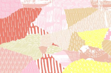 Soyut siyah konturlar, el vektör desen çizdi. Geometrik tarzı Retro soyut desen. Soyut çok renkli geometrik desen.