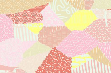 Soyut siyah konturlar, el vektör desen çizdi. Geometrik tarzı Retro soyut desen. Soyut çok renkli geometrik desen.