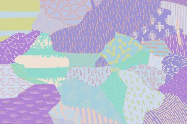 Soyut siyah konturlar, el vektör desen çizdi. Geometrik tarzı Retro soyut desen. Soyut çok renkli geometrik desen.