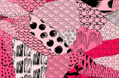 Soyut siyah konturlar, el vektör desen çizdi. Geometrik tarzı Retro soyut desen. Soyut çok renkli geometrik desen.