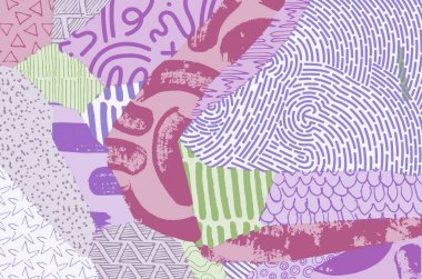 Soyut siyah konturlar, el vektör desen çizdi. Geometrik tarzı Retro soyut desen. Soyut çok renkli geometrik desen.