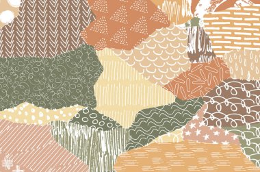 Soyut siyah konturlar, el vektör desen çizdi. Geometrik tarzı Retro soyut desen. Soyut çok renkli geometrik desen.