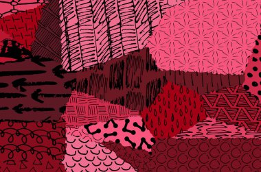 Soyut siyah konturlar, el vektör desen çizdi. Geometrik tarzı Retro soyut desen. Soyut çok renkli geometrik desen.