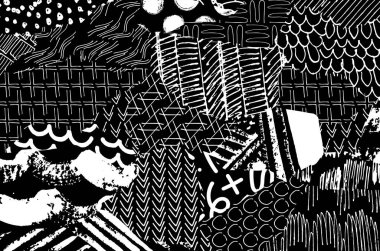 Soyut siyah konturlar, el vektör desen çizdi. Geometrik tarzı Retro soyut desen. Soyut çok renkli geometrik desen.