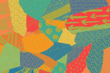 Soyut siyah konturlar, el vektör desen çizdi. Geometrik tarzı Retro soyut desen. Soyut çok renkli geometrik desen.