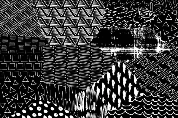 Абстрактные Черные Штрихи Векторный Рисунок Рукой Ретро Абстрактный Шаблон Геометрическом — стоковый вектор