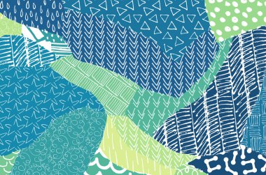 Soyut siyah konturlar, el vektör desen çizdi. Geometrik tarzı Retro soyut desen. Soyut çok renkli geometrik desen.