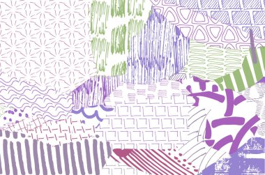 Soyut siyah konturlar, el vektör desen çizdi. Geometrik tarzı Retro soyut desen. Soyut çok renkli geometrik desen.