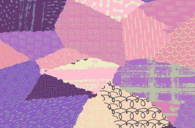 Soyut siyah konturlar, el vektör desen çizdi. Geometrik tarzı Retro soyut desen. Soyut çok renkli geometrik desen.