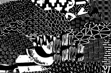 Soyut siyah konturlar, el vektör desen çizdi. Geometrik tarzı Retro soyut desen. Soyut çok renkli geometrik desen.