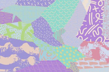 Soyut siyah konturlar, el vektör desen çizdi. Geometrik tarzı Retro soyut desen. Soyut çok renkli geometrik desen.