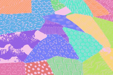 Soyut siyah konturlar, el vektör desen çizdi. Geometrik tarzı Retro soyut desen. Soyut çok renkli geometrik desen.