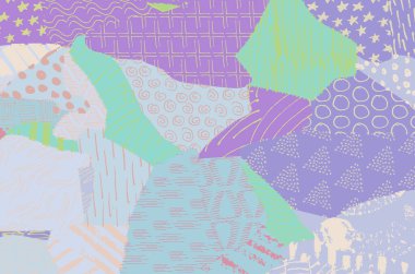 Soyut siyah konturlar, el vektör desen çizdi. Geometrik tarzı Retro soyut desen. Soyut çok renkli geometrik desen.