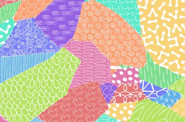 Soyut siyah konturlar, el vektör desen çizdi. Geometrik tarzı Retro soyut desen. Soyut çok renkli geometrik desen.