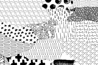 Soyut siyah konturlar, el vektör desen çizdi. Geometrik tarzı Retro soyut desen. Soyut çok renkli geometrik desen.