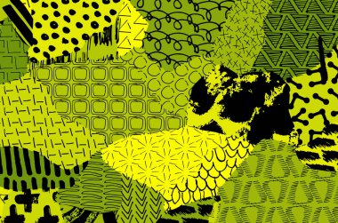 Soyut siyah konturlar, el vektör desen çizdi. Geometrik tarzı Retro soyut desen. Soyut çok renkli geometrik desen.