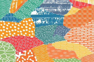 Soyut siyah konturlar, el vektör desen çizdi. Geometrik tarzı Retro soyut desen. Soyut çok renkli geometrik desen.