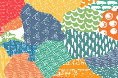 Soyut siyah konturlar, el vektör desen çizdi. Geometrik tarzı Retro soyut desen. Soyut çok renkli geometrik desen.