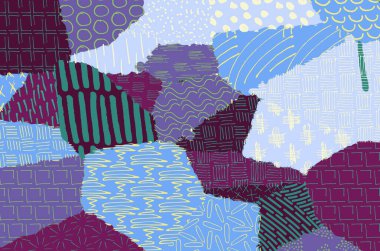 Soyut siyah konturlar, el vektör desen çizdi. Geometrik tarzı Retro soyut desen. Soyut çok renkli geometrik desen.