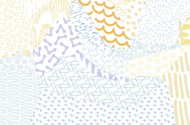 Soyut siyah konturlar, el vektör desen çizdi. Geometrik tarzı Retro soyut desen. Soyut çok renkli geometrik desen.