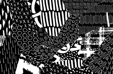 Soyut siyah konturlar, el vektör desen çizdi. Geometrik tarzı Retro soyut desen. Soyut çok renkli geometrik desen.