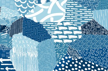 Soyut siyah konturlar, el vektör desen çizdi. Geometrik tarzı Retro soyut desen. Soyut çok renkli geometrik desen.