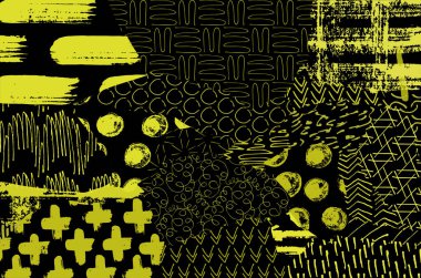 Soyut siyah konturlar, el vektör desen çizdi. Geometrik tarzı Retro soyut desen. Soyut çok renkli geometrik desen.