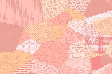 Soyut siyah konturlar, el vektör desen çizdi. Geometrik tarzı Retro soyut desen. Soyut çok renkli geometrik desen.