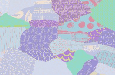 Soyut siyah konturlar, el vektör desen çizdi. Geometrik tarzı Retro soyut desen. Soyut çok renkli geometrik desen.