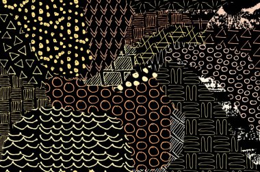 Soyut siyah konturlar, el vektör desen çizdi. Geometrik tarzı Retro soyut desen. Soyut çok renkli geometrik desen.