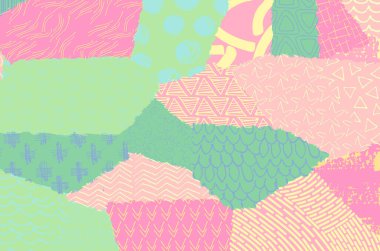 Soyut siyah konturlar, el vektör desen çizdi. Geometrik tarzı Retro soyut desen. Soyut çok renkli geometrik desen.