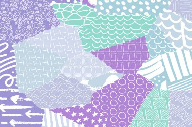 Soyut siyah konturlar, el vektör desen çizdi. Geometrik tarzı Retro soyut desen. Soyut çok renkli geometrik desen.