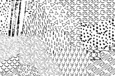 Soyut siyah konturlar, el vektör desen çizdi. Geometrik tarzı Retro soyut desen. Soyut çok renkli geometrik desen.