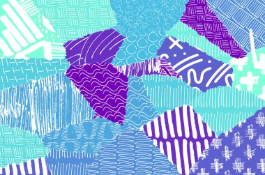 Soyut siyah konturlar, el vektör desen çizdi. Geometrik tarzı Retro soyut desen. Soyut çok renkli geometrik desen.