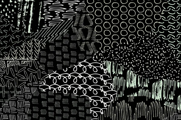 抽象的な黒のストローク 手はベクトル パターンをスケッチしました 幾何学的なスタイルでレトロな抽象的なパターン 抽象的な色とりどりの幾何学模様 — ストックベクタ
