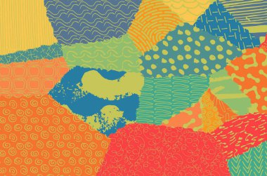 Soyut siyah konturlar, el vektör desen çizdi. Geometrik tarzı Retro soyut desen. Soyut çok renkli geometrik desen.