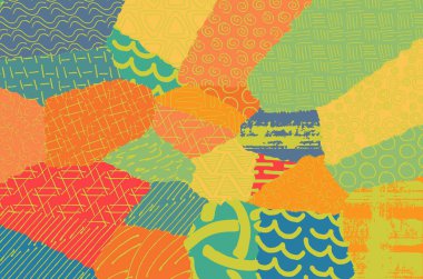 Soyut siyah konturlar, el vektör desen çizdi. Geometrik tarzı Retro soyut desen. Soyut çok renkli geometrik desen.