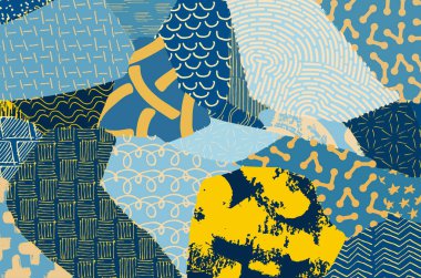 Soyut siyah konturlar, el vektör desen çizdi. Geometrik tarzı Retro soyut desen. Soyut çok renkli geometrik desen.