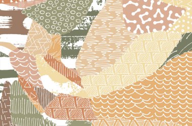 Soyut siyah konturlar, el vektör desen çizdi. Geometrik tarzı Retro soyut desen. Soyut çok renkli geometrik desen.