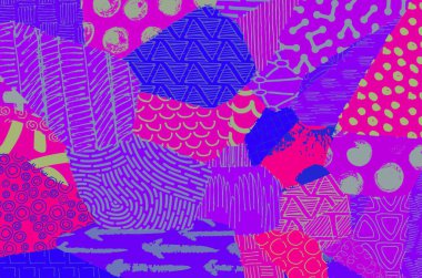 Soyut siyah konturlar, el vektör desen çizdi. Geometrik tarzı Retro soyut desen. Soyut çok renkli geometrik desen.