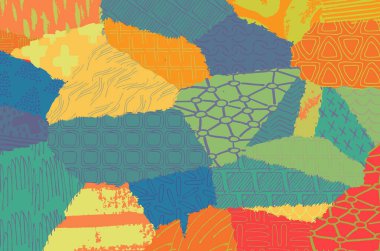 Soyut siyah konturlar, el vektör desen çizdi. Geometrik tarzı Retro soyut desen. Soyut çok renkli geometrik desen.