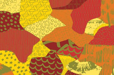 Soyut siyah konturlar, el vektör desen çizdi. Geometrik tarzı Retro soyut desen. Soyut çok renkli geometrik desen.