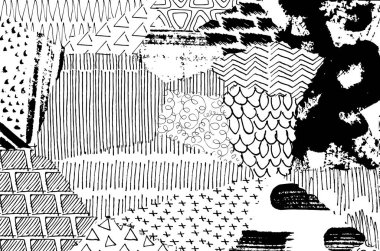 Soyut siyah konturlar, el vektör desen çizdi. Geometrik tarzı Retro soyut desen. Soyut çok renkli geometrik desen.