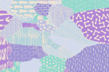 Soyut siyah konturlar, el vektör desen çizdi. Geometrik tarzı Retro soyut desen. Soyut çok renkli geometrik desen.