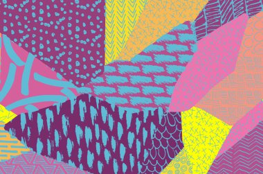 Soyut siyah konturlar, el vektör desen çizdi. Geometrik tarzı Retro soyut desen. Soyut çok renkli geometrik desen.