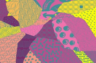 Soyut siyah konturlar, el vektör desen çizdi. Geometrik tarzı Retro soyut desen. Soyut çok renkli geometrik desen.