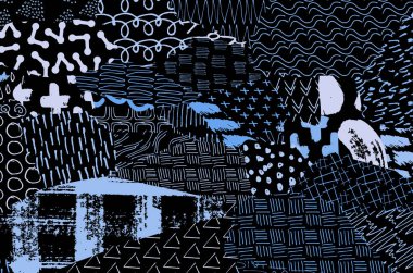 Soyut siyah konturlar, el vektör desen çizdi. Geometrik tarzı Retro soyut desen. Soyut çok renkli geometrik desen.