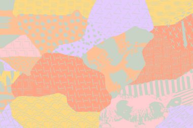 Soyut siyah konturlar, el vektör desen çizdi. Geometrik tarzı Retro soyut desen. Soyut çok renkli geometrik desen.