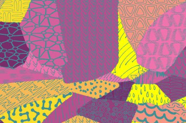 Soyut siyah konturlar, el vektör desen çizdi. Geometrik tarzı Retro soyut desen. Soyut çok renkli geometrik desen.